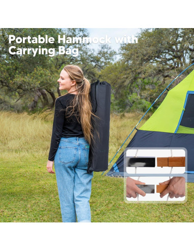 Hamaca Doble Portátil SUNCREAT Gris Oscuro 204 kg Capacidad