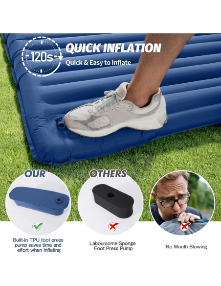 Colchón Doble Inflable LAMA 200x145cm con Almohada y Bomba