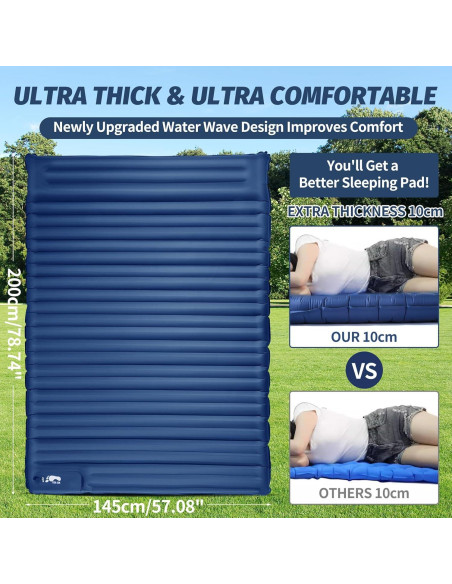 Colchón Doble Inflable LAMA 200x145cm con Almohada y Bomba