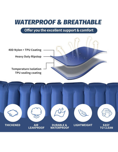 Colchón Doble Inflable LAMA 200x145cm con Almohada y Bomba