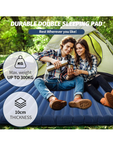 Colchón Doble Inflable LAMA 200x145cm con Almohada y Bomba