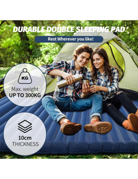 Colchón Doble Inflable LAMA 200x145cm con Almohada y Bomba