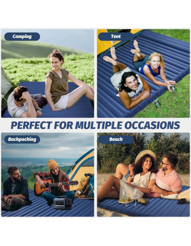 Colchón Doble Inflable LAMA 200x145cm con Almohada y Bomba