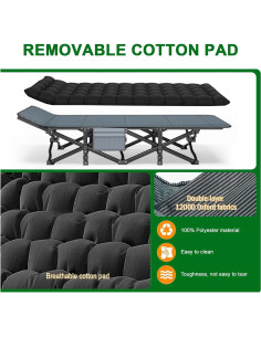 Cama de Camping Plegable XL Genérico con Colchón Grueso 190.5x71.1 cm 2