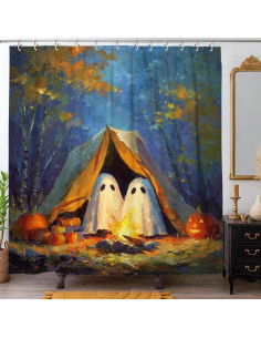 Cortina de Ducha Halloween Fantasmas 182x182 cm Impermeable 2