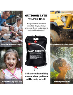 Bolsa de Ducha Solar DUOLAM 20L con Manguera y Cabezal Ajustable 2