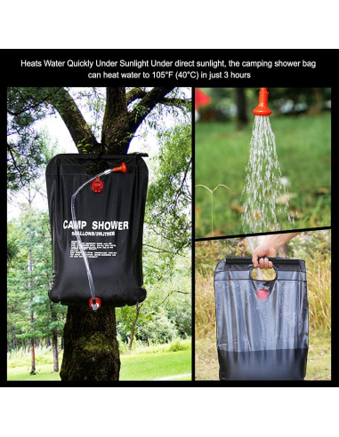Bolsa de Ducha Solar DUOLAM 20L con Manguera y Cabezal Ajustable