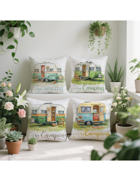 Fundas de Almohada Decorativas Soothirty 45x45 cm Set de 4 Lino