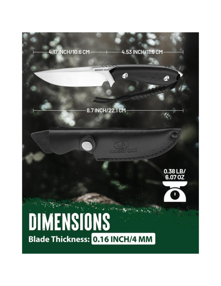 Cuchillo de Camping Mossy Oak 22.1 cm Hoja Fija con Funda