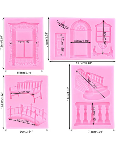 Molde de Silicona Mujiang para Ventana y Puerta - Set de 4