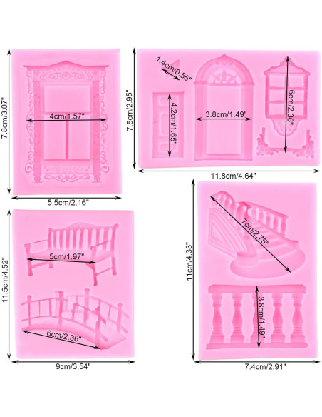 Molde de Silicona Mujiang para Ventana y Puerta - Set de 4 Molde de Silicona Mujiang para Ventana y Puerta - Set de 4
