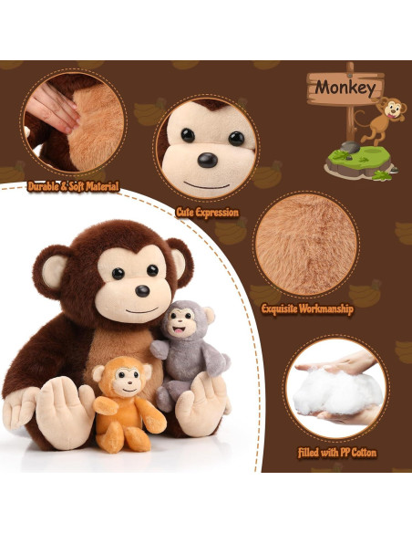 Conjunto de Juguetes de Peluche Mono Aoriher 5 Piezas 33 cm Conjunto de Juguetes de Peluche Mono Aoriher 5 Piezas 33 cm
