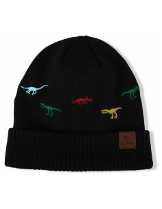 Gorro Beanie Térmico Bordado de Dinosaurio para Bebé 6-24 Meses