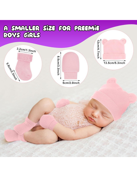 Conjunto de Gorro, Manoplas y Calcetines para Bebés Prematuros Cuffbow