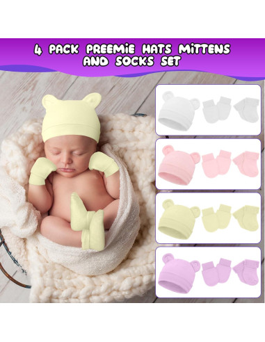 Conjunto de Gorro, Manoplas y Calcetines para Bebés Prematuros Cuffbow