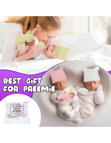 Conjunto de Gorro, Manoplas y Calcetines para Bebés Prematuros Cuffbow