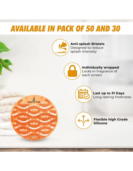 Desodorante de Pantalla de Urinal Fragrant Fresh 30 Unidades Naranja