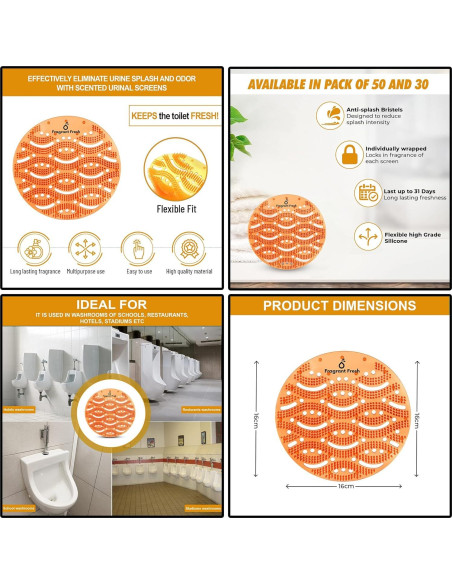 Desodorante de Pantalla de Urinal Fragrant Fresh 30 Unidades Naranja