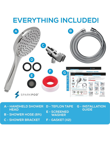 Cabezal de Ducha de Mano SparkPod 6" Alta Presión Cromo