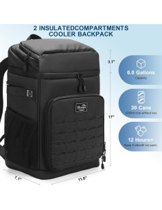 Mochila Enfriadora Impermeable YOUNGOA Grande 22.7L Negra 2