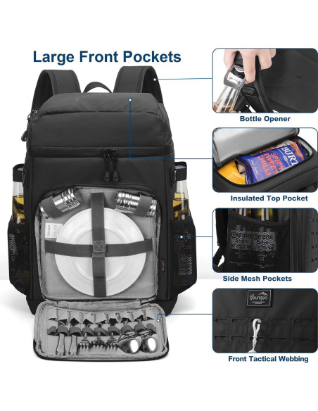 Mochila Enfriadora Impermeable YOUNGOA Grande 22.7L Negra