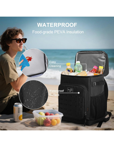 Mochila Enfriadora Impermeable YOUNGOA Grande 22.7L Negra