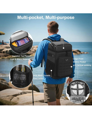 Mochila Enfriadora Impermeable YOUNGOA Grande 22.7L Negra