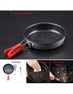 Sartén antiadherente JIQHOHX 25 cm con tenedor y espátula 2