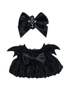 Vestido de capas ciruela/negro para muñeca 17cm con diadema