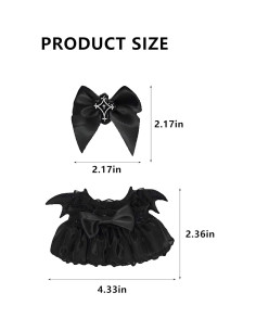 Vestido de capas ciruela/negro para muñeca 17cm con diadema 2