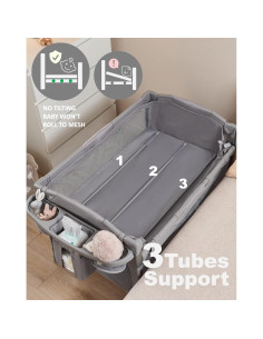 Cuna Lateral 4 en 1 BEKA Gris - Cuna, Parque y Mesa de Cambio 2
