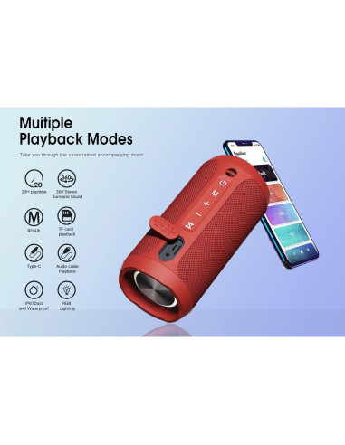 Altavoz Bluetooth EDUPLINK IPX7 Impermeable 20H Rosa