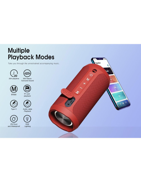 Altavoz Bluetooth EDUPLINK IPX7 Impermeable 20H Rosa