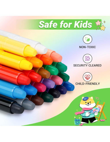 Crayones Jumbo APOGO 24 Colores No Tóxicos Lavables