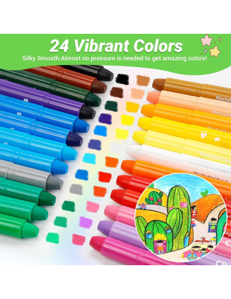 Crayones Jumbo APOGO 24 Colores No Tóxicos Lavables