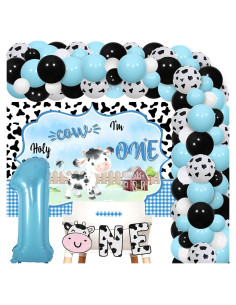 Kit de Decoración de Cumpleaños Vaca JOYMEMO - 50 Globos y Banner