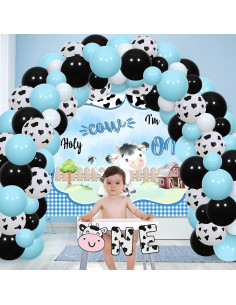 Kit de Decoración de Cumpleaños Vaca JOYMEMO - 50 Globos y Banner 2
