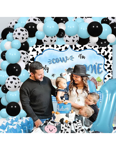 Kit de Decoración de Cumpleaños Vaca JOYMEMO - 50 Globos y Banner