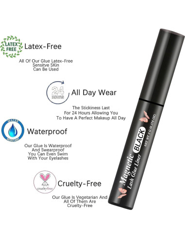 Delineador Magnético HSKIE 3 Tubos - Sujeción Fuerte, Negro