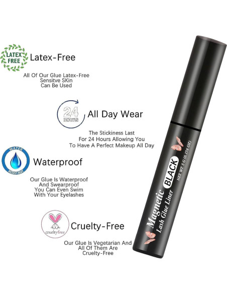 Delineador Magnético HSKIE 3 Tubos - Sujeción Fuerte, Negro Delineador Magnético HSKIE 3 Tubos - Sujeción Fuerte, Negro