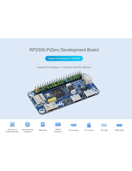 Placa de Desarrollo Waveshare RP2350-PiZero DVI USB 16MB Placa de Desarrollo Waveshare RP2350-PiZero DVI USB 16MB