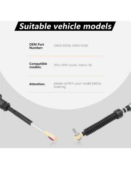 Cable de Control de Cambio Automático Fraylis 33820-02030 para Toyota Corolla 2003-2008