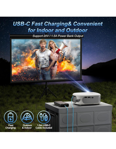 Proyector Portátil Agreago N1 HD 1080P 15000 Lúmenes WiFi 5G