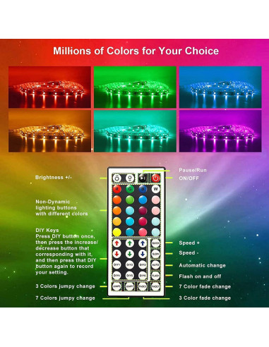 Tiras de Luz LED RGB Impermeables CHARKEE 10m con Control Remoto