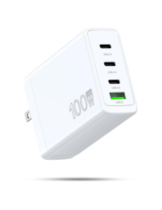 Cargador Rápido USB-C 100W 4 Puertos GaN - Compatible con MacBook, iPhone, Galaxy