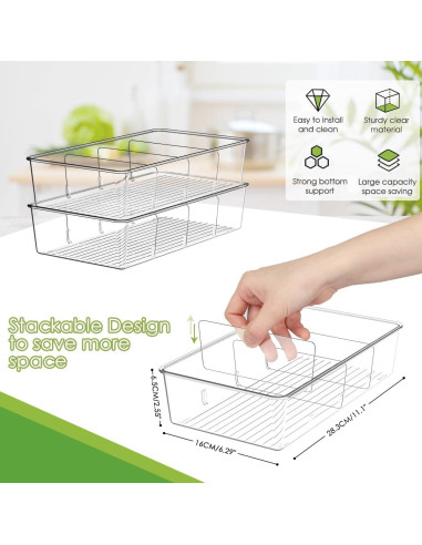 Organizador de Snacks ZIZOTI 2 Paquete con 3 Divisores 28.4x16x8cm