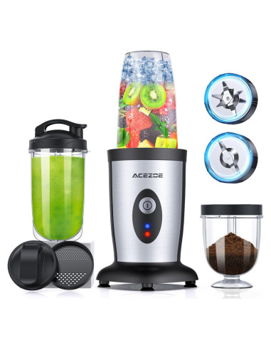 Batidora Personal Acezoe 850W 5 en 1 con 2 Botellas 500ml