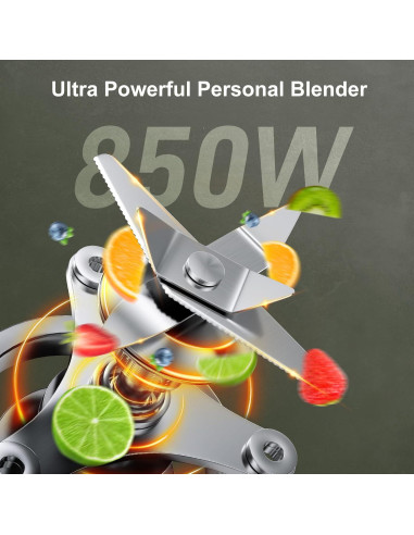 Batidora Personal Acezoe 850W 5 en 1 con 2 Botellas 500ml