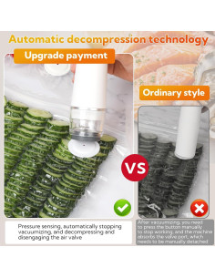 Sellador al Vacío VZZNN Blanco con 32 Bolsas Reutilizables 2
