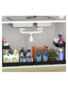 Organizador Bajo Fregadero Alldrmtrue Expandible 2 Niveles Negro